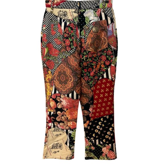 Vintage Moschino Floral Patchwork Pant Trousers Logo Design Pants - Picture 5 of 16